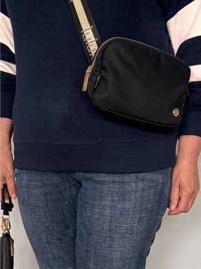 Lululemon Everywhere Black/Gold Crossbody/ belt bag with Gold Hardware